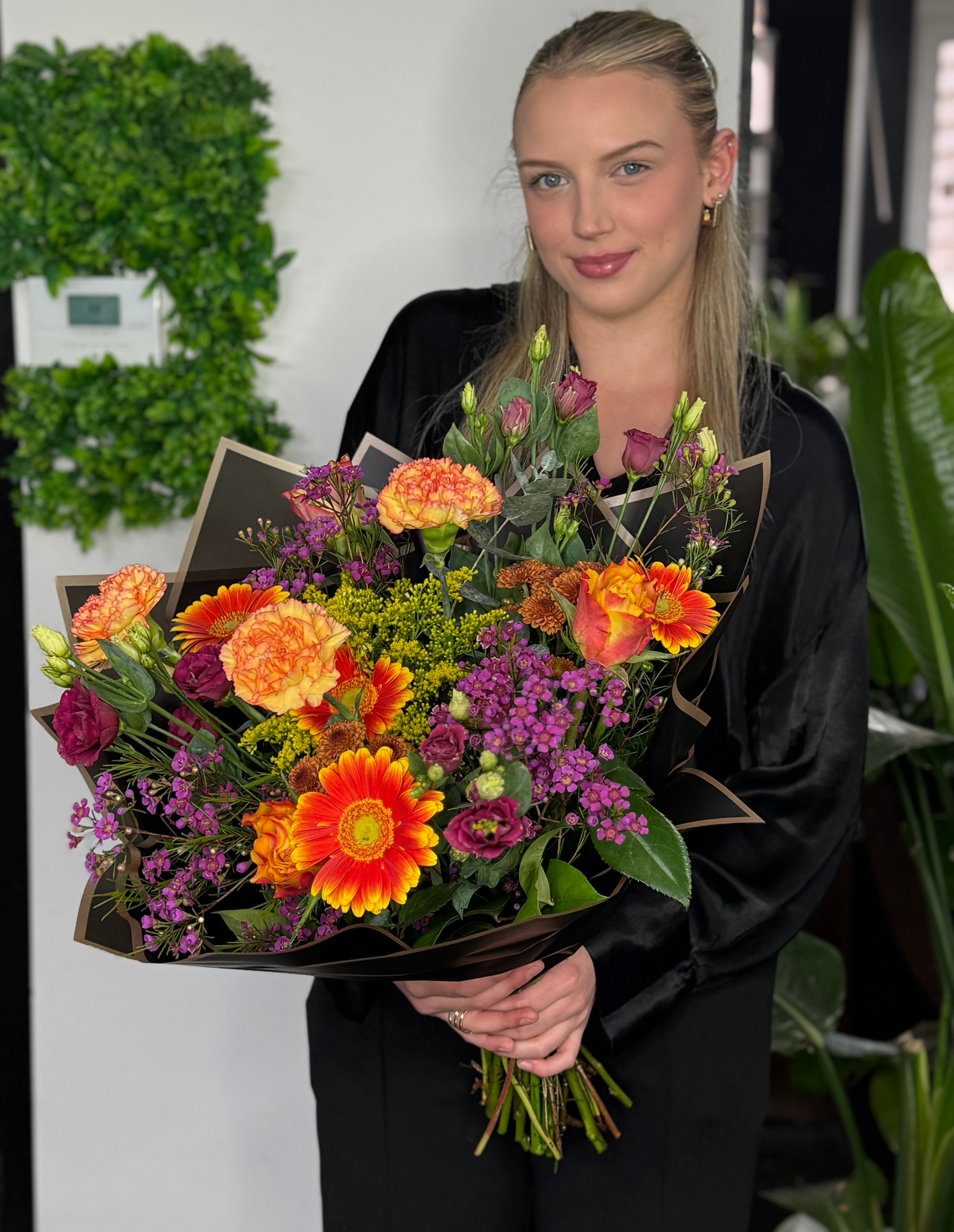 Oranje met donker roos