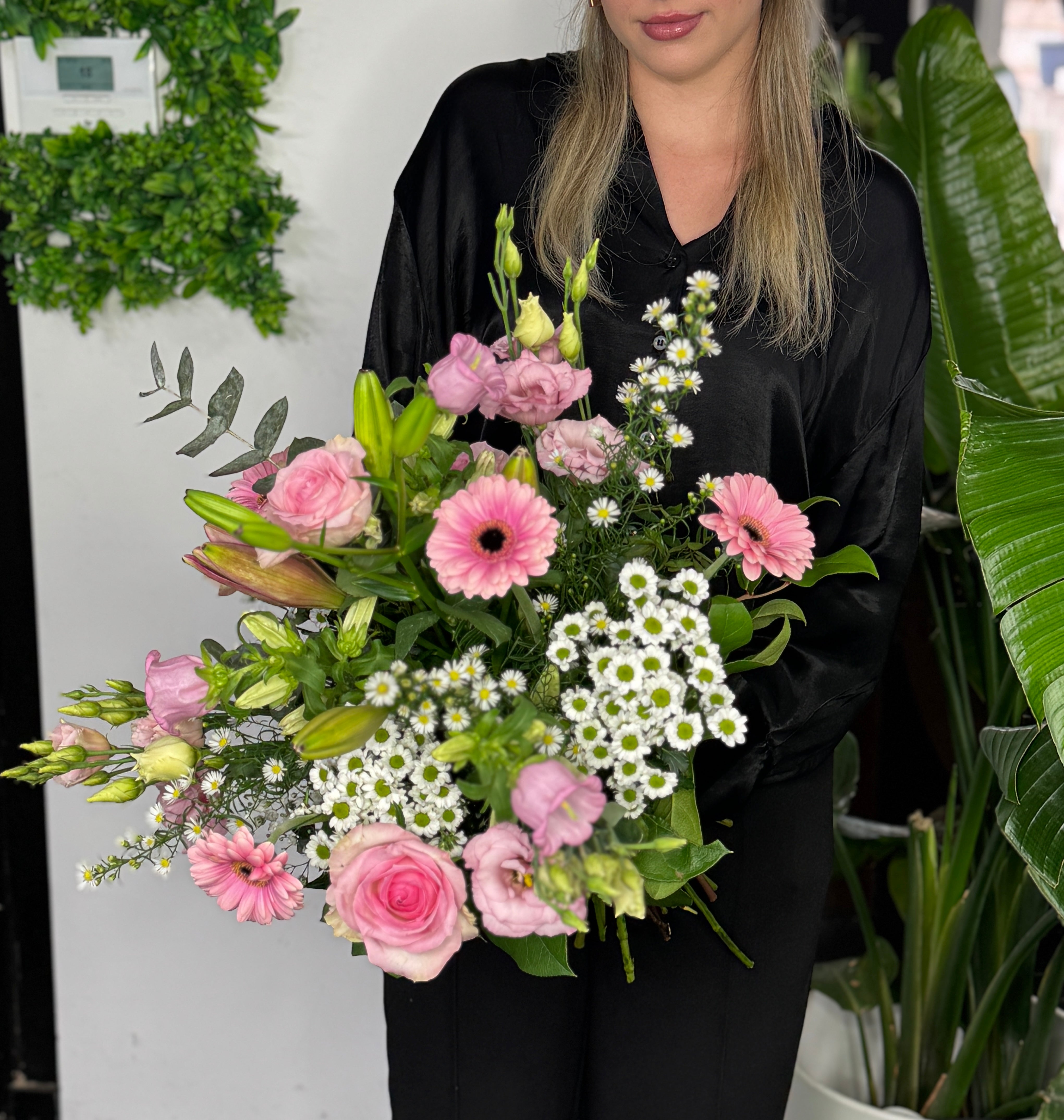 Veldboeket wit met roos