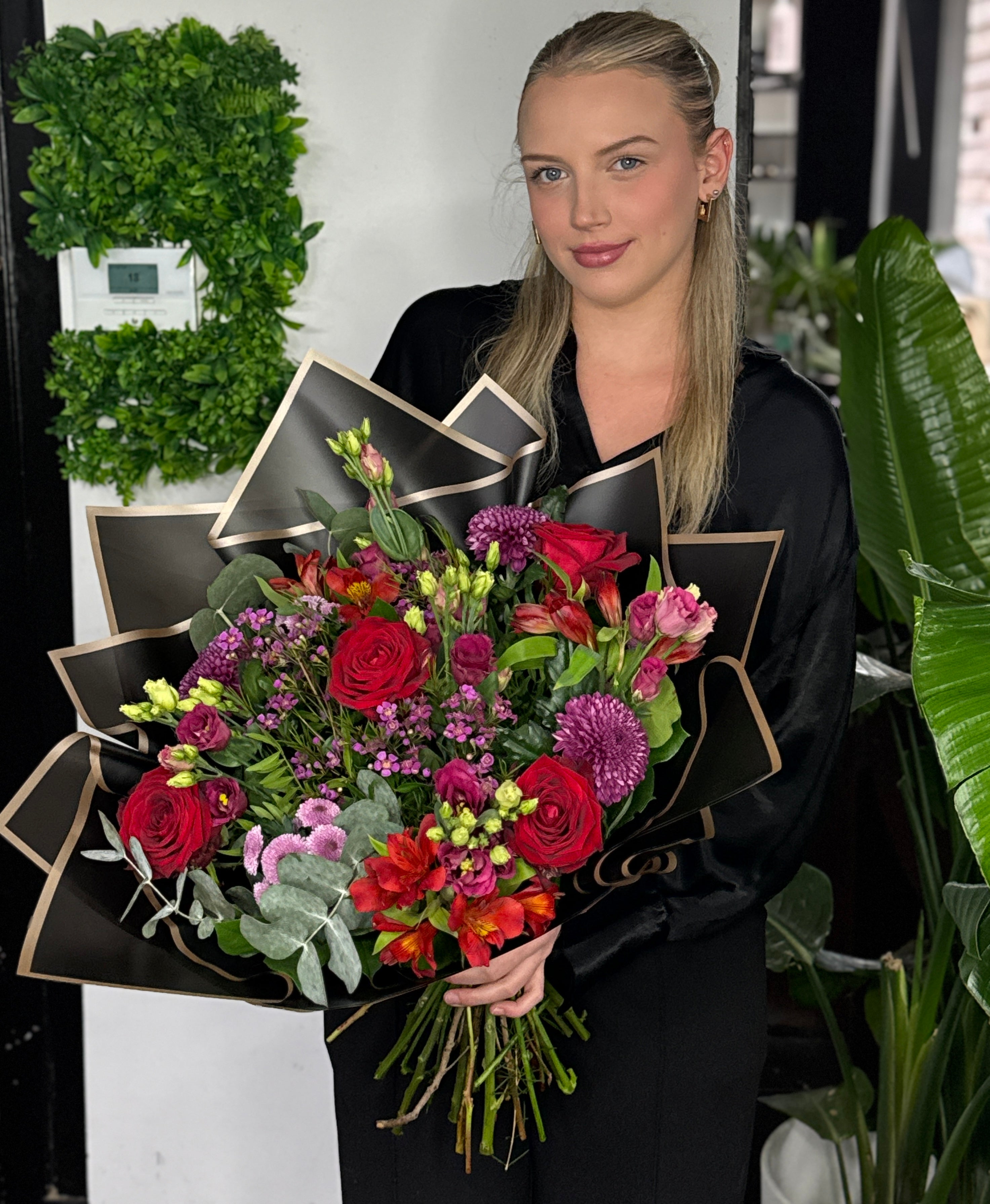 Rood met donker paars/roos