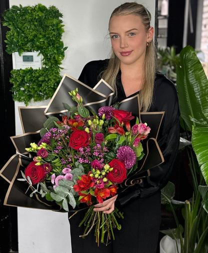 Rood met donker paars/roos