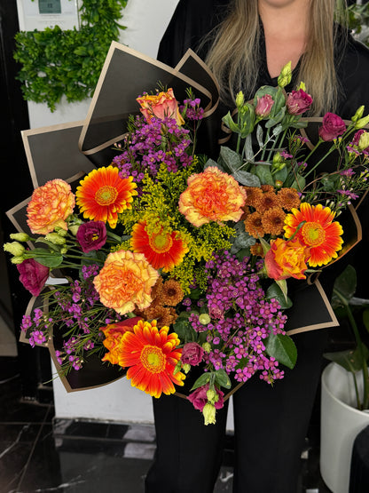 Oranje met donker roos