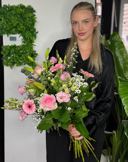 Veldboeket wit met roos