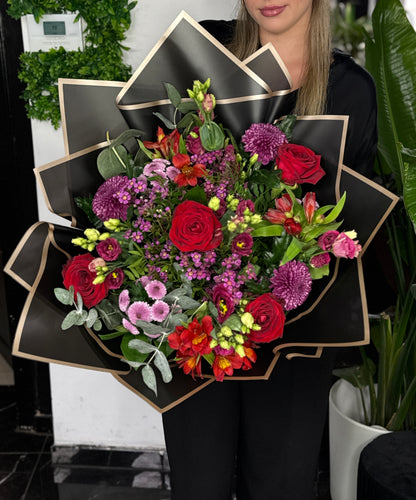 Rood met donker paars/roos