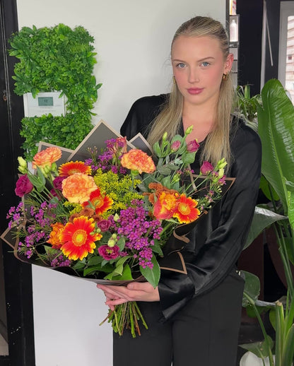 Oranje met donker roos